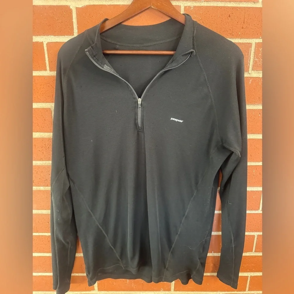 Patagonia Lightweight Quarter Zip Pullover Men’s Small/Medium Black Thin Layer